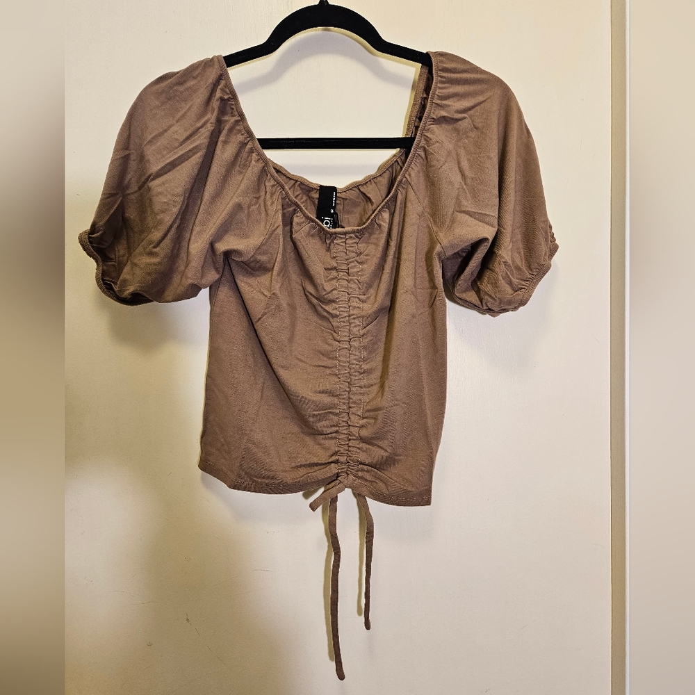 Bobi cinched front crop top Java NWT